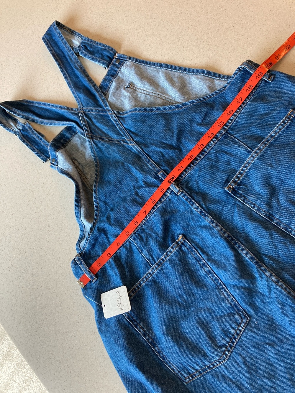 Free People Blue Denim Overalls - Classic Bib Style Women Size XL - Picture 6 of 16